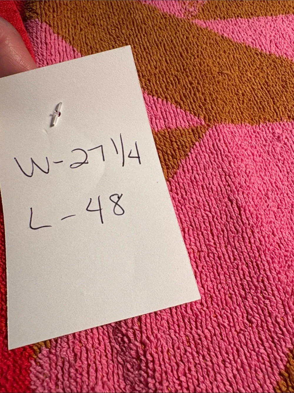 Vintage Geometric Pink & Orange Brown 27 x 48 Towel. RR